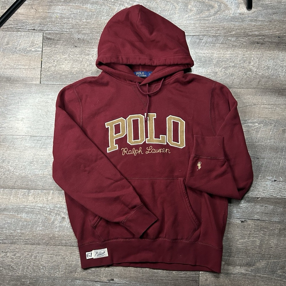 Polo Ralph Lauren Mens Medium The RL Fleece Logo Hoodie Script Preppy 67 Pony